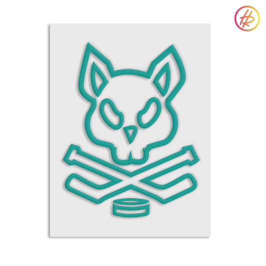 Jr. Sharks + Hatty Ratty - Teal - Die Cut Sticker