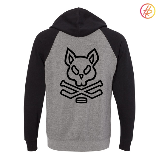 Jr. Kings + Hatty Ratty - Raglan Hoodie - Adult - Black and Heather Grey