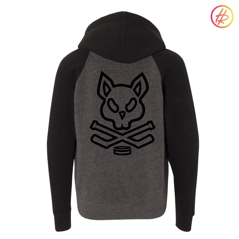Jr. Kings + Hatty Ratty - Raglan Hoodie - Youth - Black and Carbon