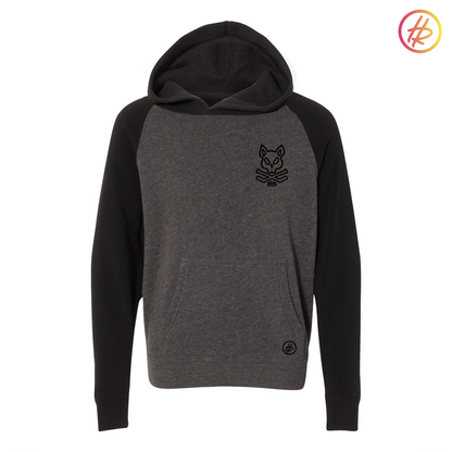 Jr. Kings + Hatty Ratty - Raglan Hoodie - Youth - Black and Carbon