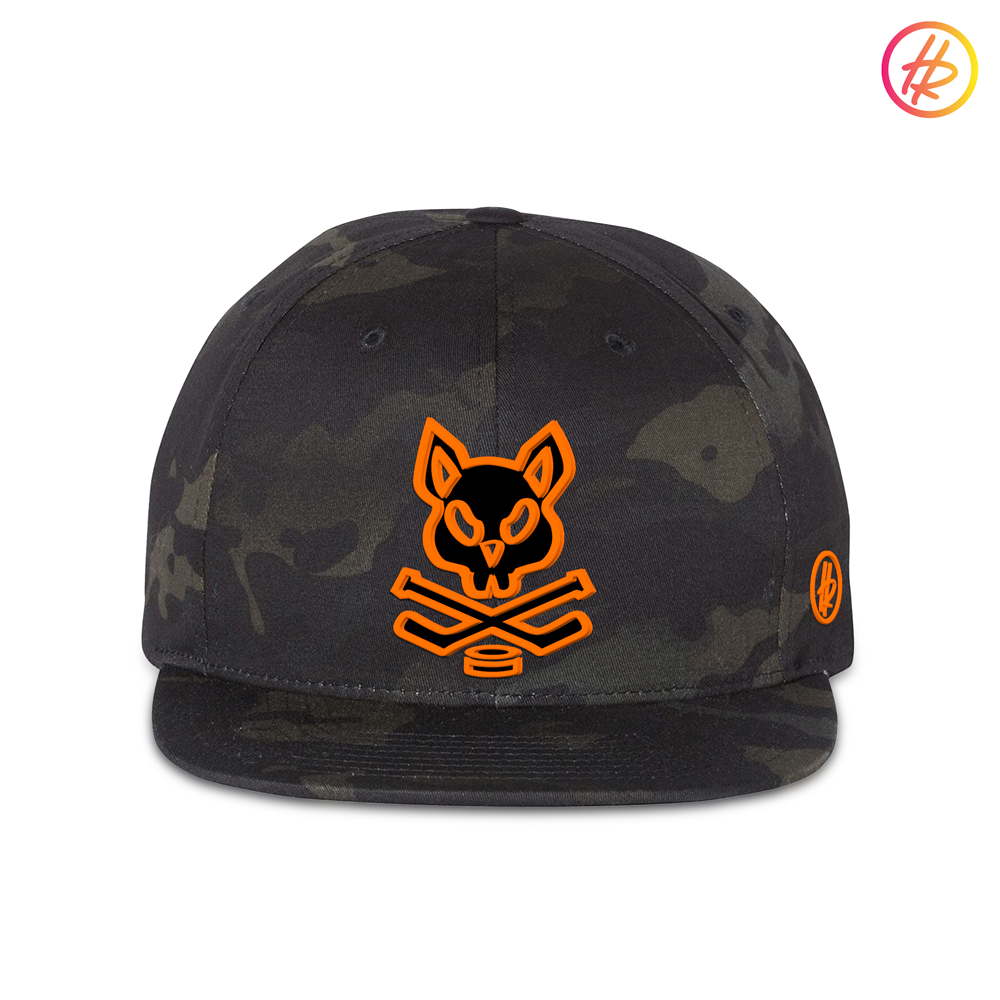 Black Camo Rink Rat Flat Bill Snapback - Customizable