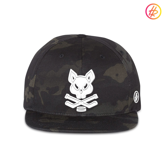 Black Camo Rink Rat Flat Bill Snapback - Customizable