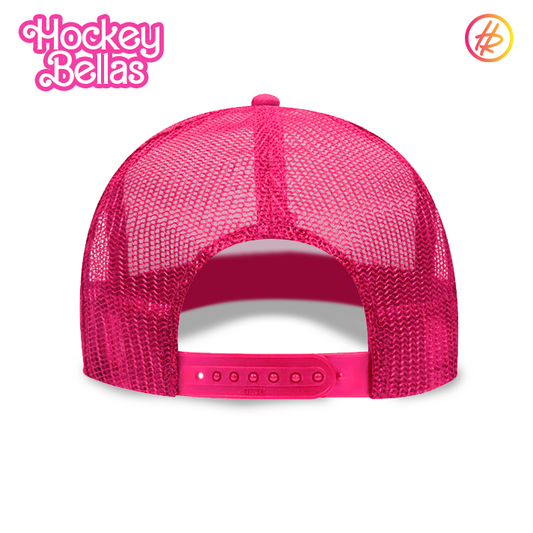 Hockey Bellas Neon Pink and Electric Purple Youth Trucker