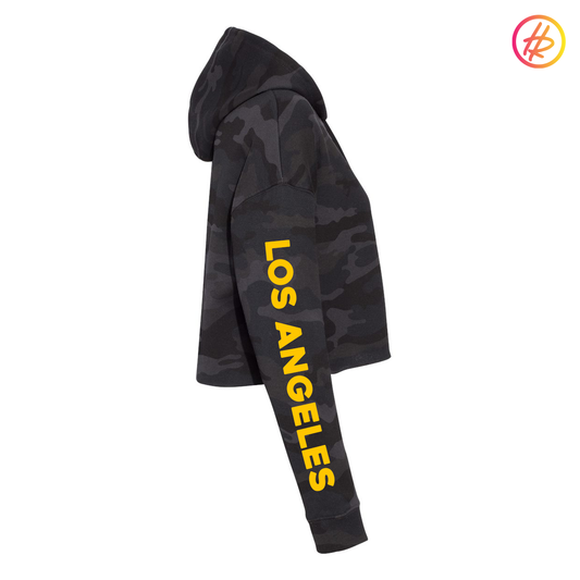 LA LEGENDS TEAM + Hatty Ratty™ Wave Wash Women's Crop Hoodie  - Black Camo