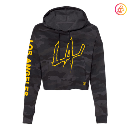 LA LEGENDS TEAM + Hatty Ratty™ Wave Wash Women's Crop Hoodie  - Black Camo