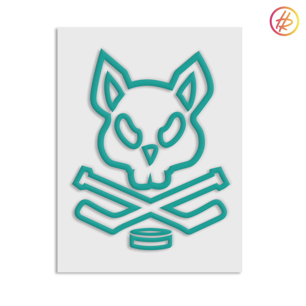 Jr. Sharks + Hatty Ratty - Teal - Die Cut Sticker
