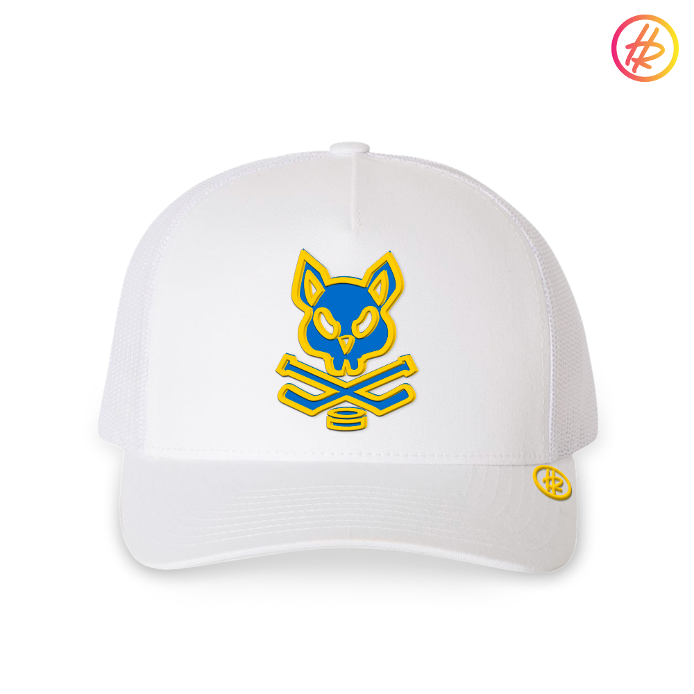 White Rink Rat Mid Profile Trucker Hat  - Customizable