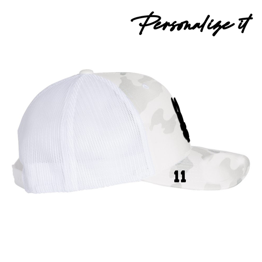 Hatty Ratty™ Hockey Team Rink Rat - Cotton Trucker Hat - Snow Camo