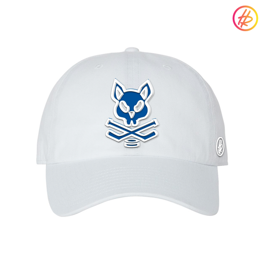  white Royal Blue Rink Rat Hatty Ratty Dad Hat